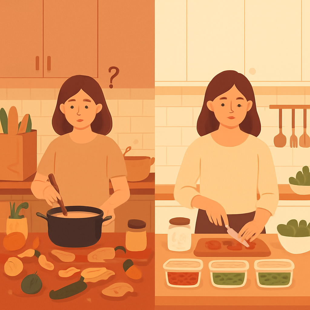 Disorganized vs organized kitchen